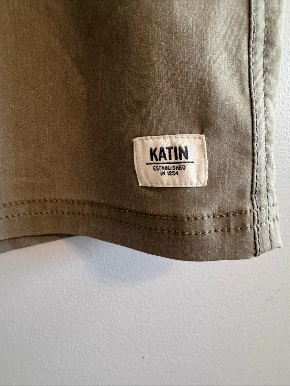 Katin Men's Boardshorts Size 38 Navy Khaki Stripe Surf Swim Trunks